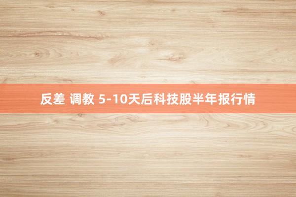 反差 调教 5-10天后科技股半年报行情