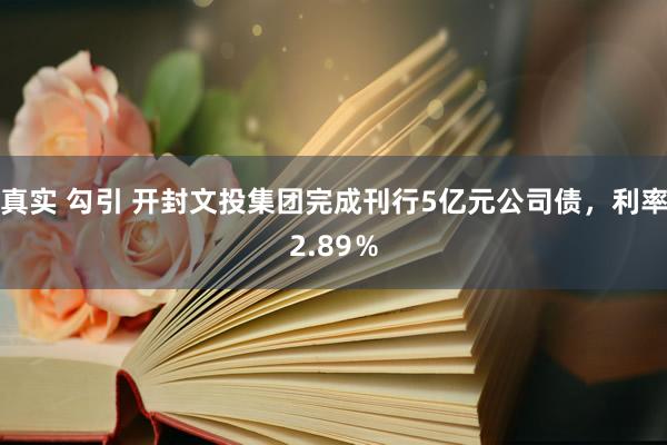 真实 勾引 开封文投集团完成刊行5亿元公司债，利率2.89％