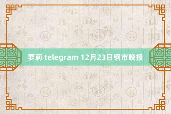 萝莉 telegram 12月23日钢市晚报